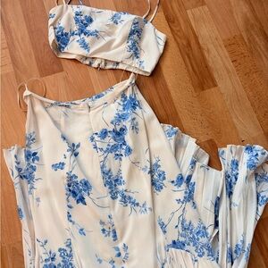 Floral Blue and White Two-Piece set